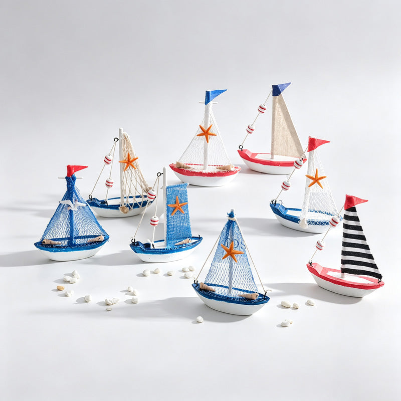 Wood Sailboat Model Desk Ornament