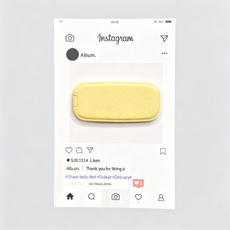 Minimalist Synthetic Leather Folding Adhesive Phone Mirror