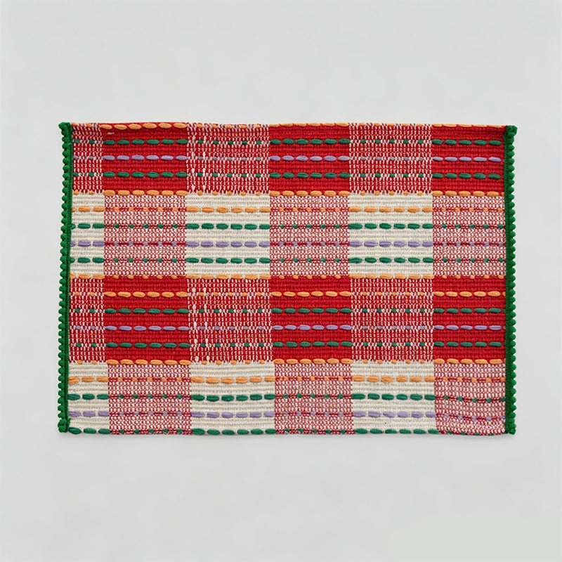 Christmas Striped Woven Fabric Heat Resistant Dining Placemat