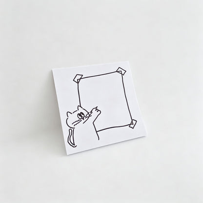 Line‑Art Cat Frame Non‑Sticky Notes