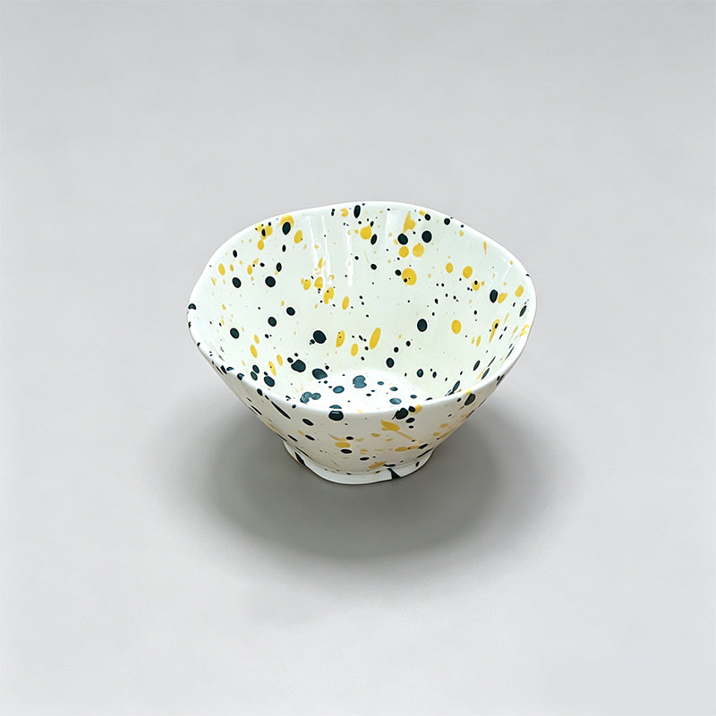 Underglaze Splash Ink Irregular Rim Ceramic Bowl