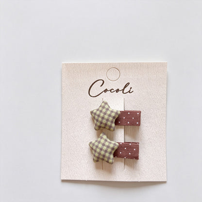 Plaid Star Fabric Hair Clips