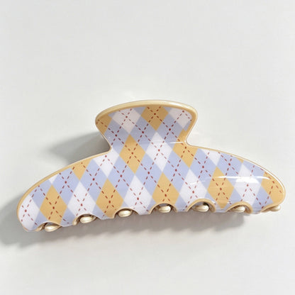 Argyle Print Fan Shape Hair Claw