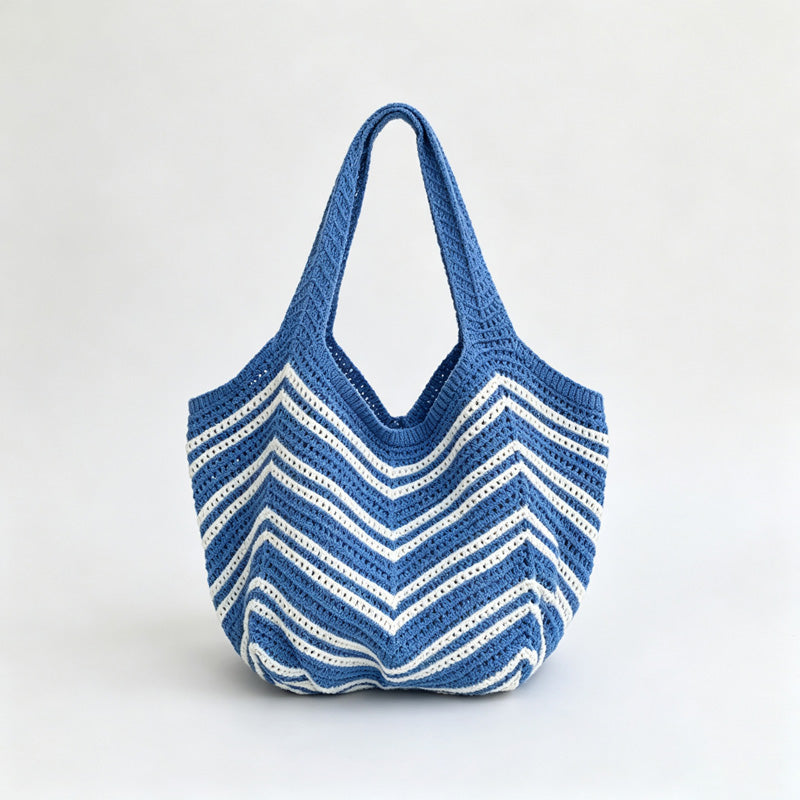 Zigzag Stripe Knit Tote Bag