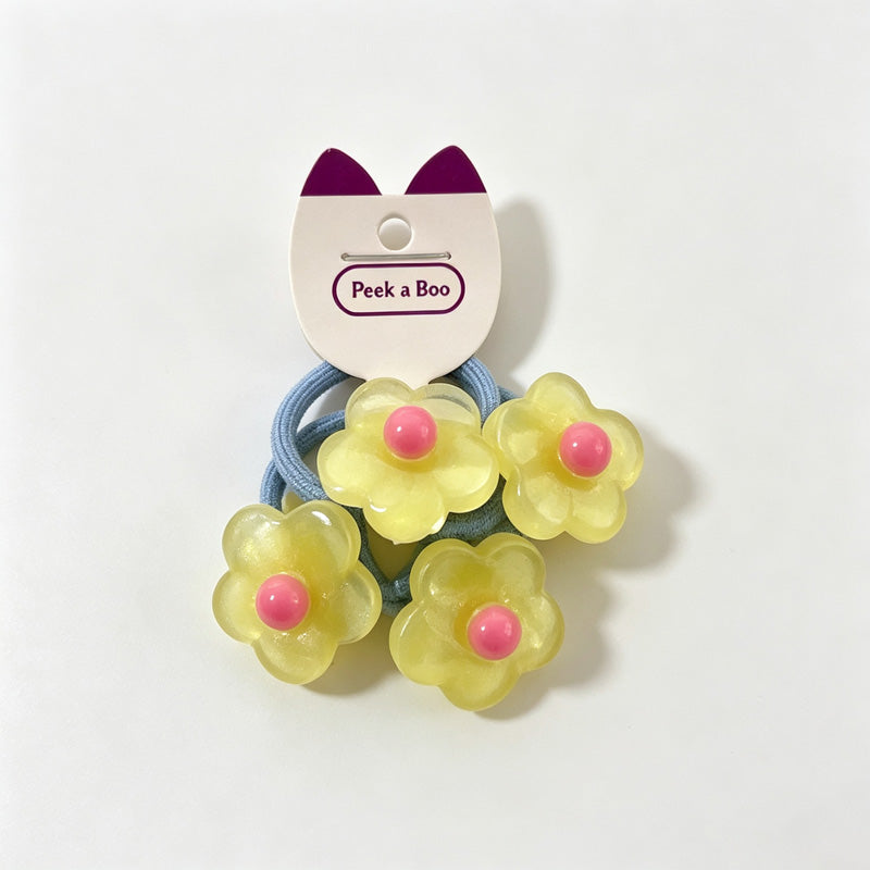 Matte Floral Accent Elastic Hair Ties