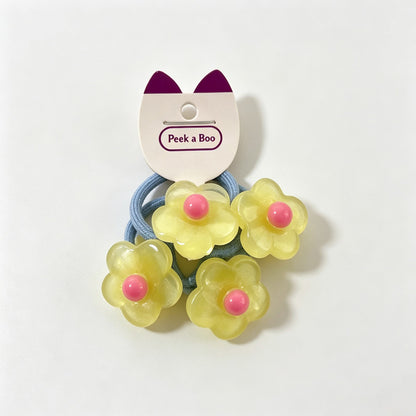 Matte Floral Accent Elastic Hair Ties