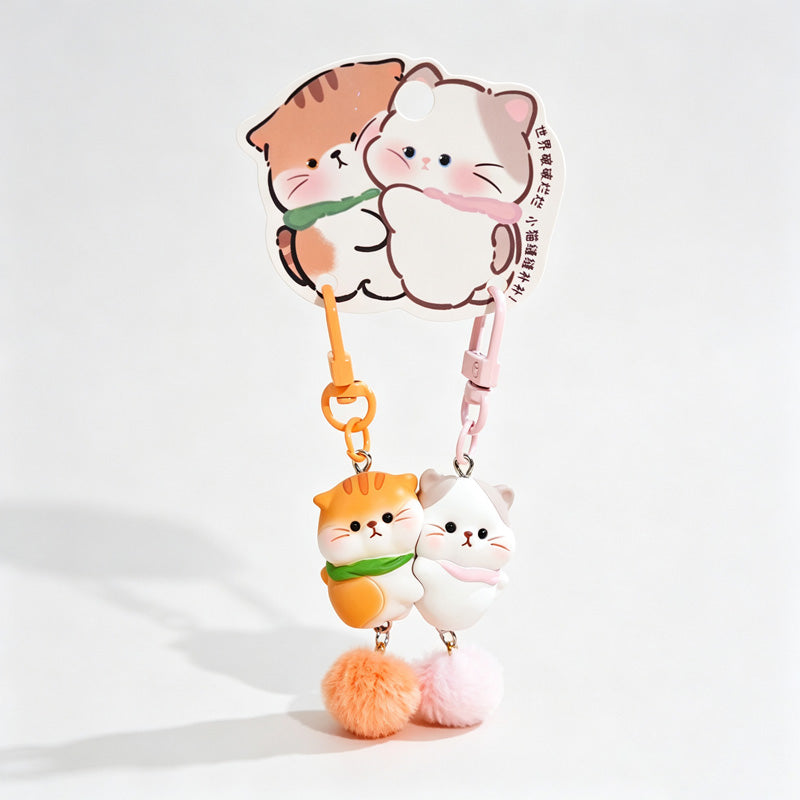 Resin Magnetic Cat Pair Keychain Set