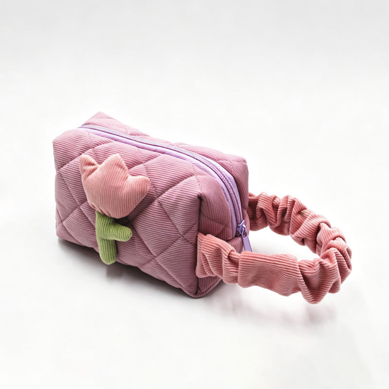 Corduroy Quilted Cosmetic Bag