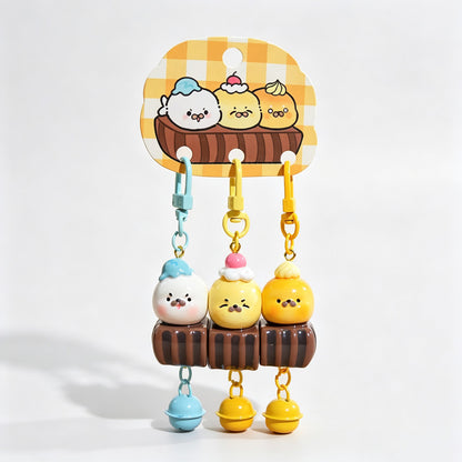 Magnetic 3‑Piece Cat Pastry Keychain Set