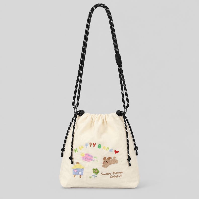 Nylon Drawstring Crossbody Bag
