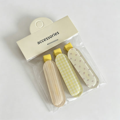 Printed Flat Hair Clips 3 Pieces Set