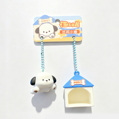 Puppy House Split Pair Keychain Set