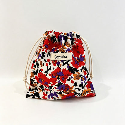 Floral Print Drawstring Pouch
