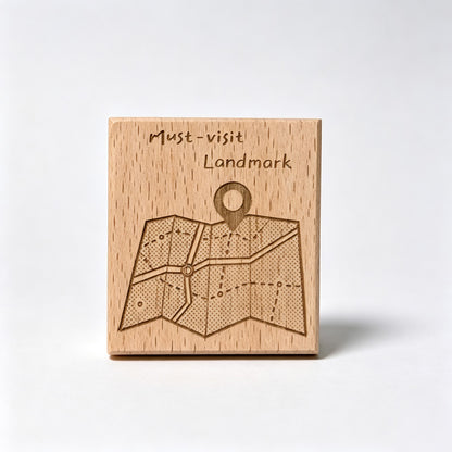 Map Pattern Beech Wood Stamp