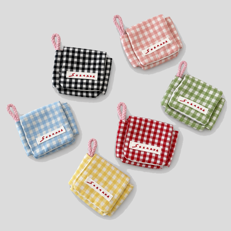 Gingham Earphone Mini Pouches