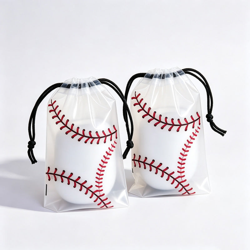 Baseball Print Drawstring Storage Bag Set
