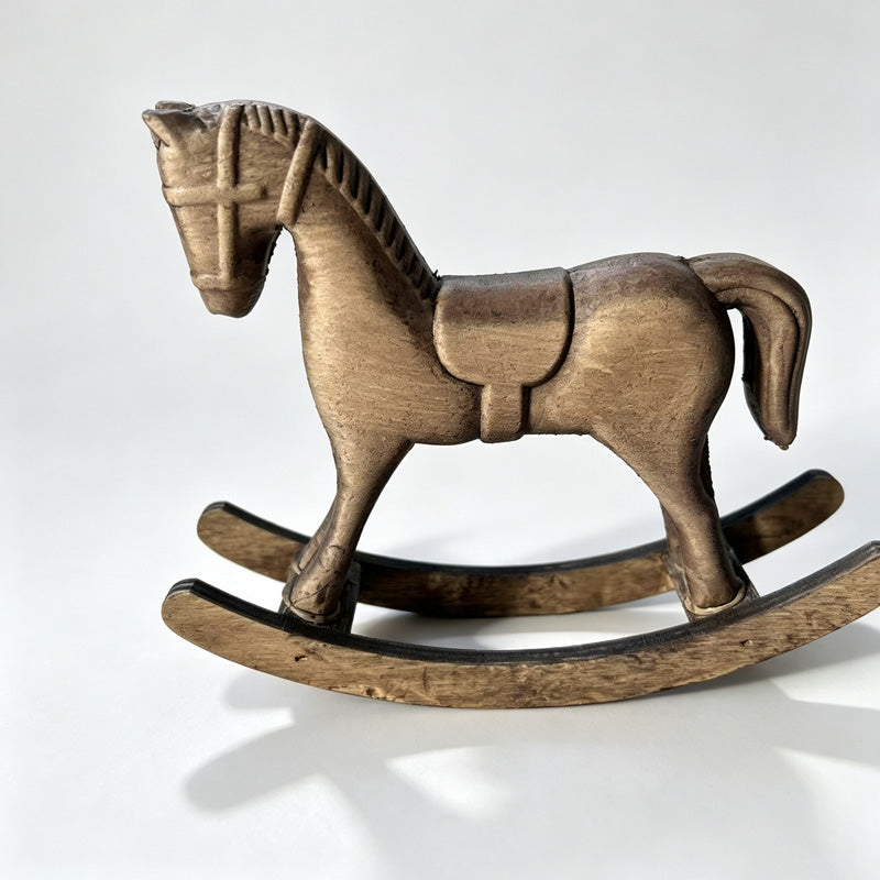 Wooden Rocking Horse Tabletop Figurine