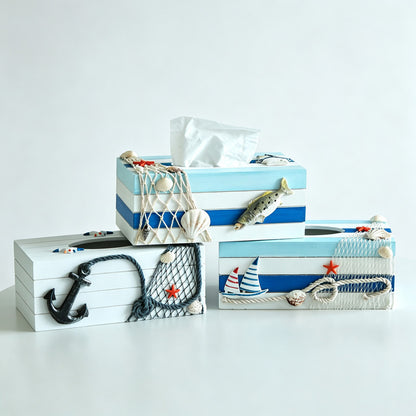 Ocean Themed Wooden Tissue Box