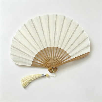 Linen Cotton Shell Shape Folding Fan