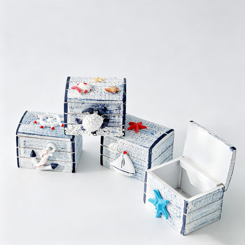 Wooden Ocean Themed Desktop Storage Box