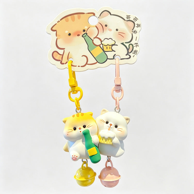 Magnetic 2‑Piece Resin Cat Keychain Set