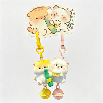 Magnetic 2‑Piece Resin Cat Keychain Set