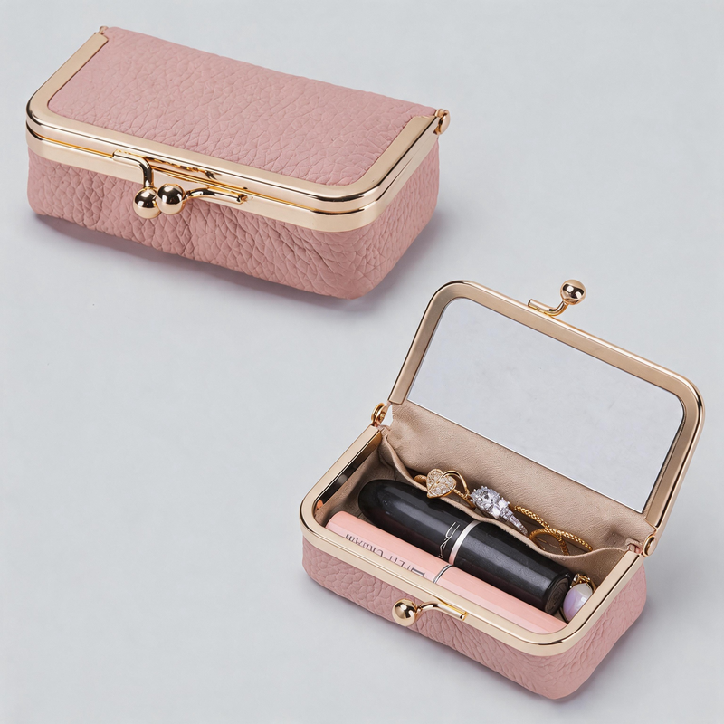 Faux Leather Kiss Lock Wallet