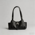 Vintage Waxed Leather Baguette Underarm Hobo Bag