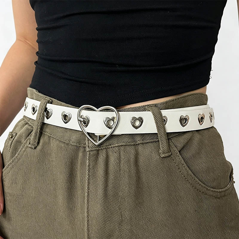 Heart‑Shaped Eyelet Leather Be - Shopdayla Wholesale - #1954