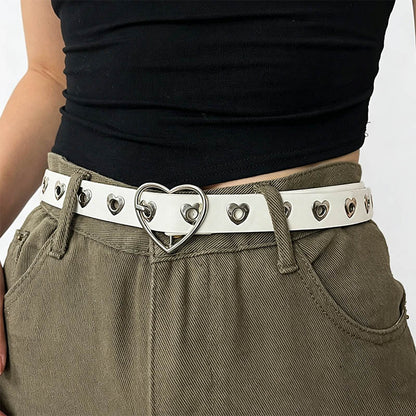 Heart‑Shaped Eyelet Leather Be - Shopdayla Wholesale - #1954