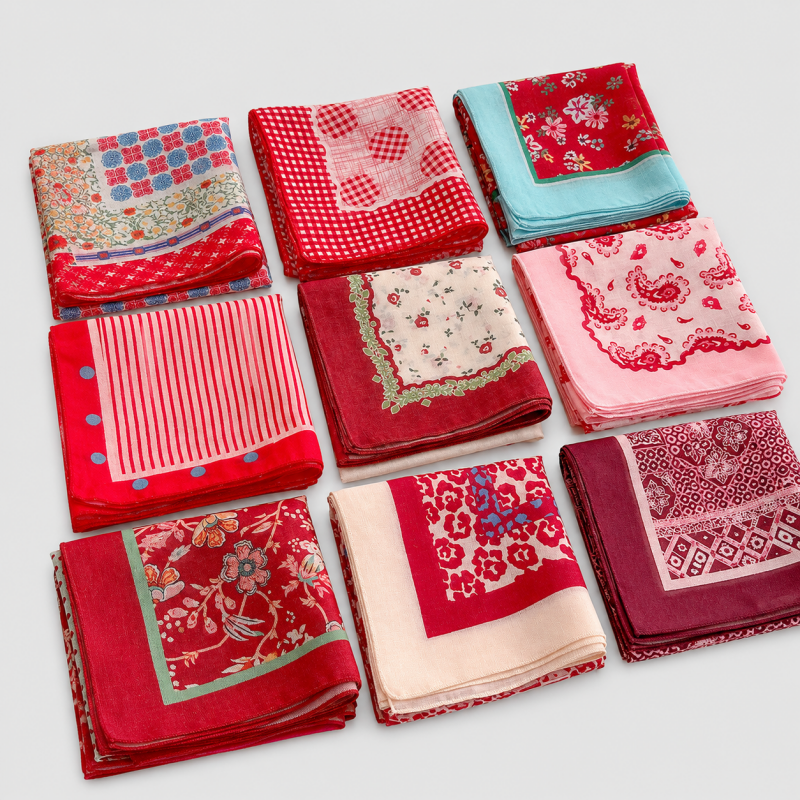 Red Tone Floral Square Scarf - Shopdayla Wholesale - #1490
