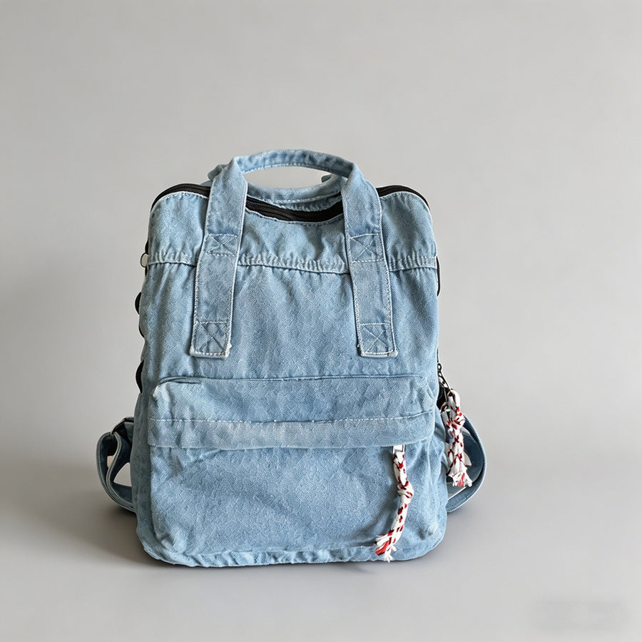Vintage Washed Denim Backpack - Shopdayla Wholesale - #3058