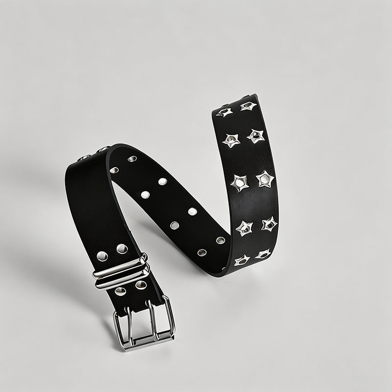 Hollow Punk PU Star Eyelets & - Shopdayla Wholesale - #2194