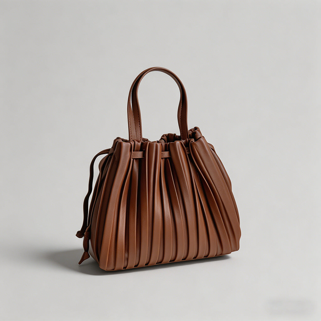 Vintage Pleated Drawstring Buc - Shopdayla Wholesale - #8594