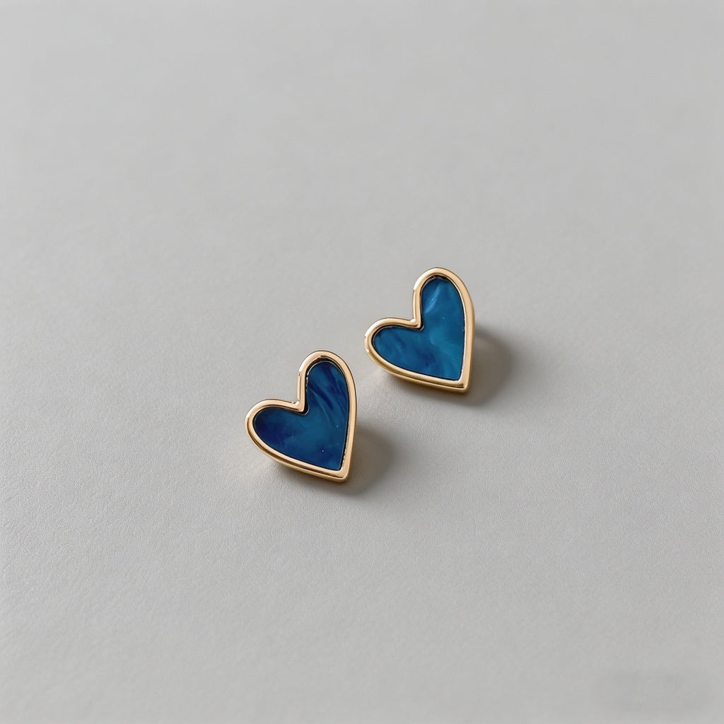 Blue Heart 925 Silver Post Earrings