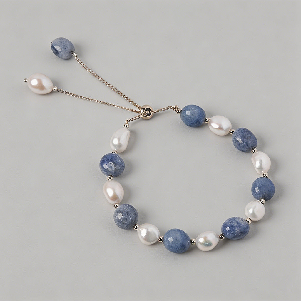 Blue Aventurine & Baroque Pearl Bracelet