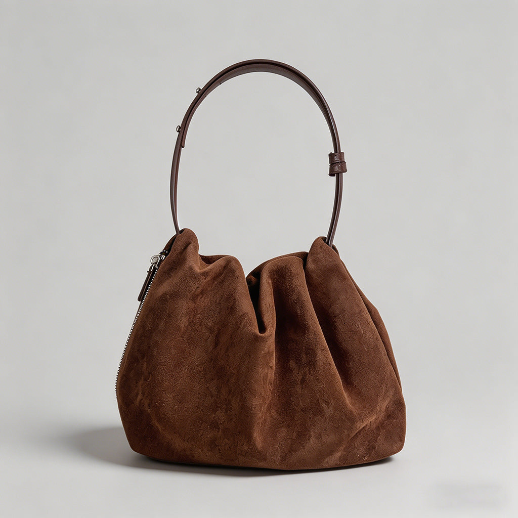 Faux Suede Ruched Hobo Shoulde - Shopdayla Wholesale - #5730