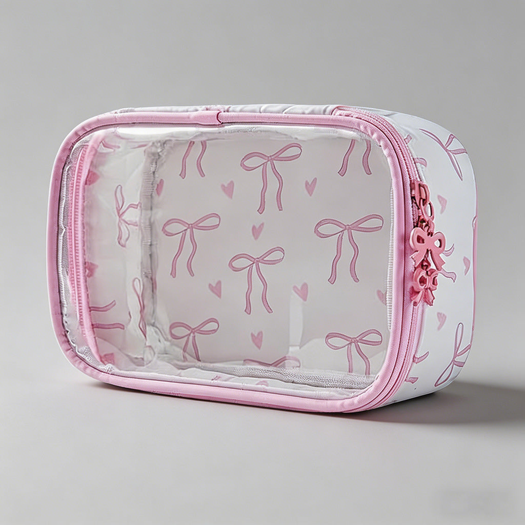 Bow Print Clear Travel Bag - Shopdayla Wholesale - #9330
