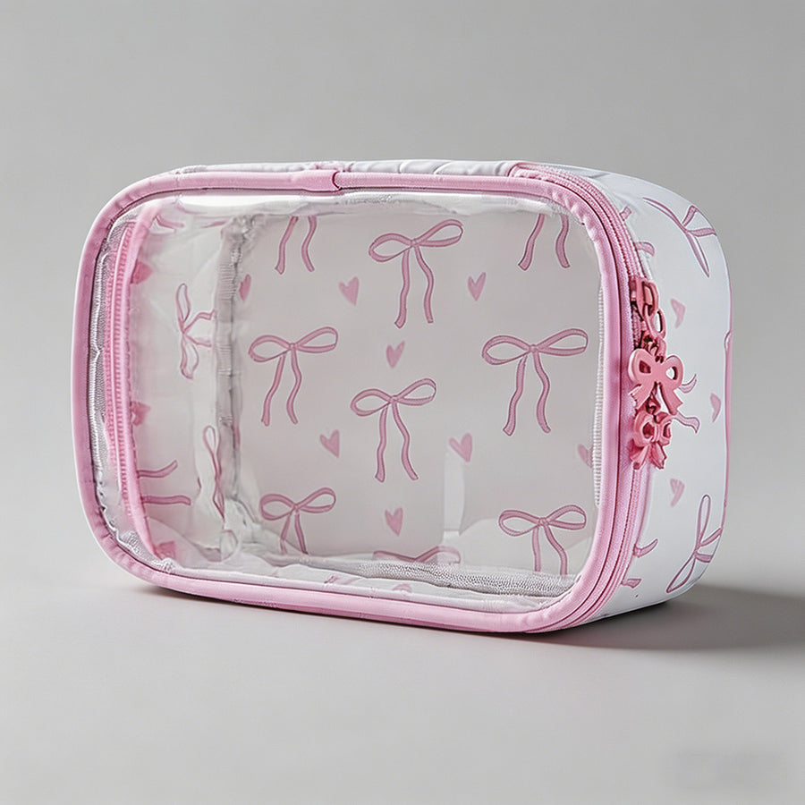 Bow Print Clear Travel Bag - Shopdayla Wholesale - #9330