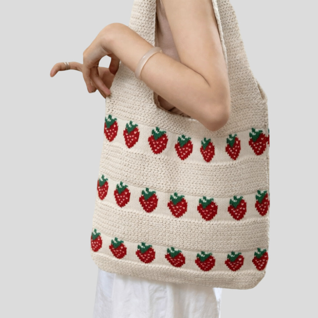 Strawberry Pattern Knitted Tot - Shopdayla Wholesale - #5506