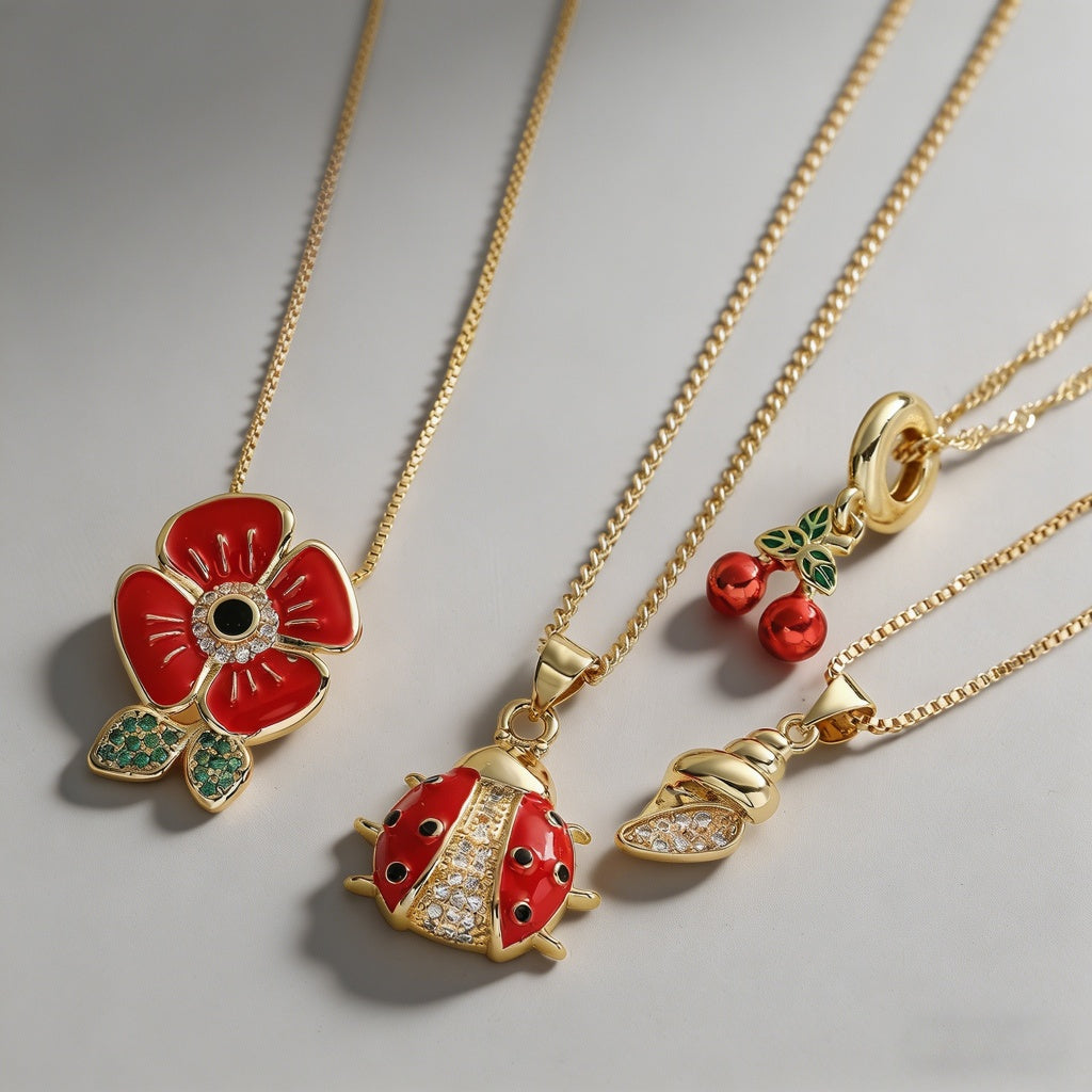 Charm Enamel & Pendant Necklace