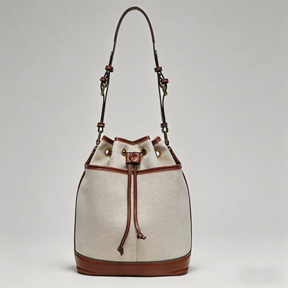 Canvas & Leather Drawstring Bu - Shopdayla Wholesale - #9490