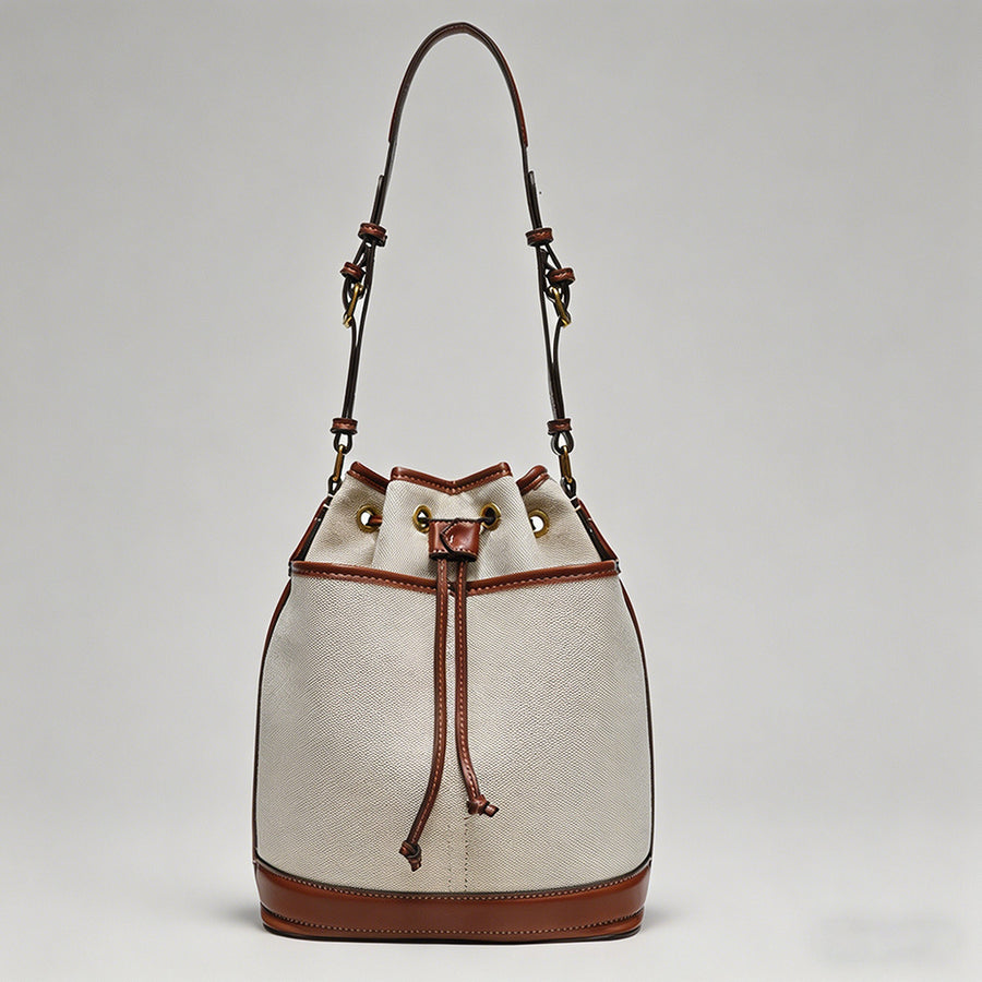 Canvas & Leather Drawstring Bu - Shopdayla Wholesale - #9490