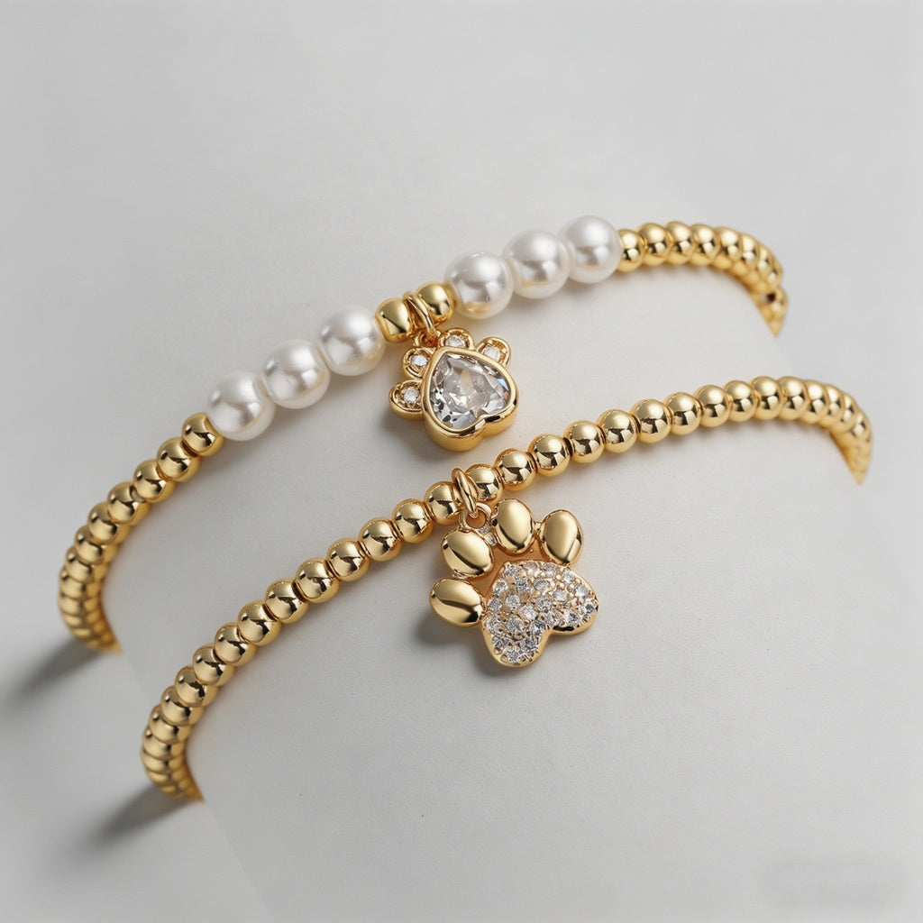 Paw Print Beaded Stretch Brace - Shopdayla Wholesale - #3186