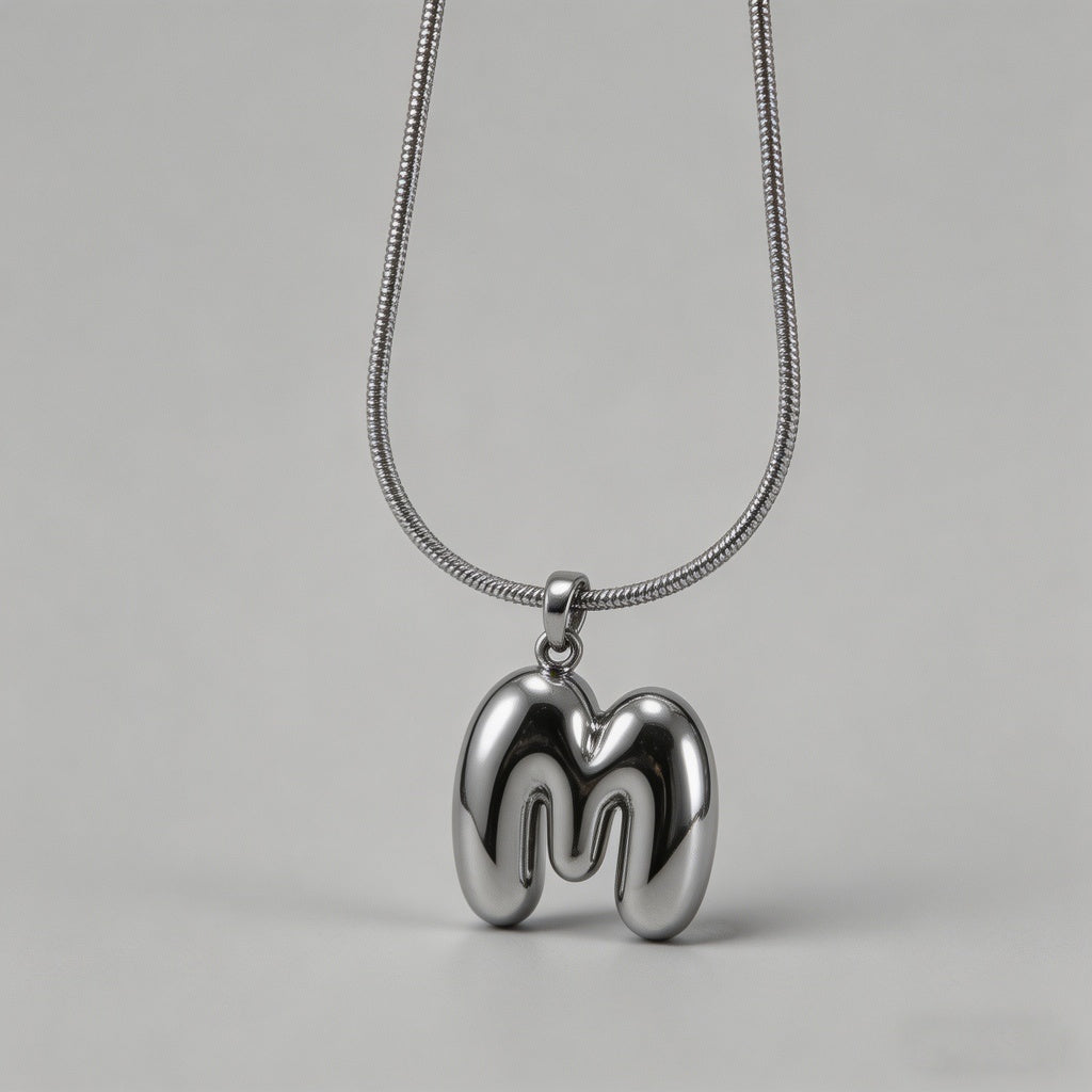 3D Bubble Letter Initial Neckl - Shopdayla Wholesale - #3586