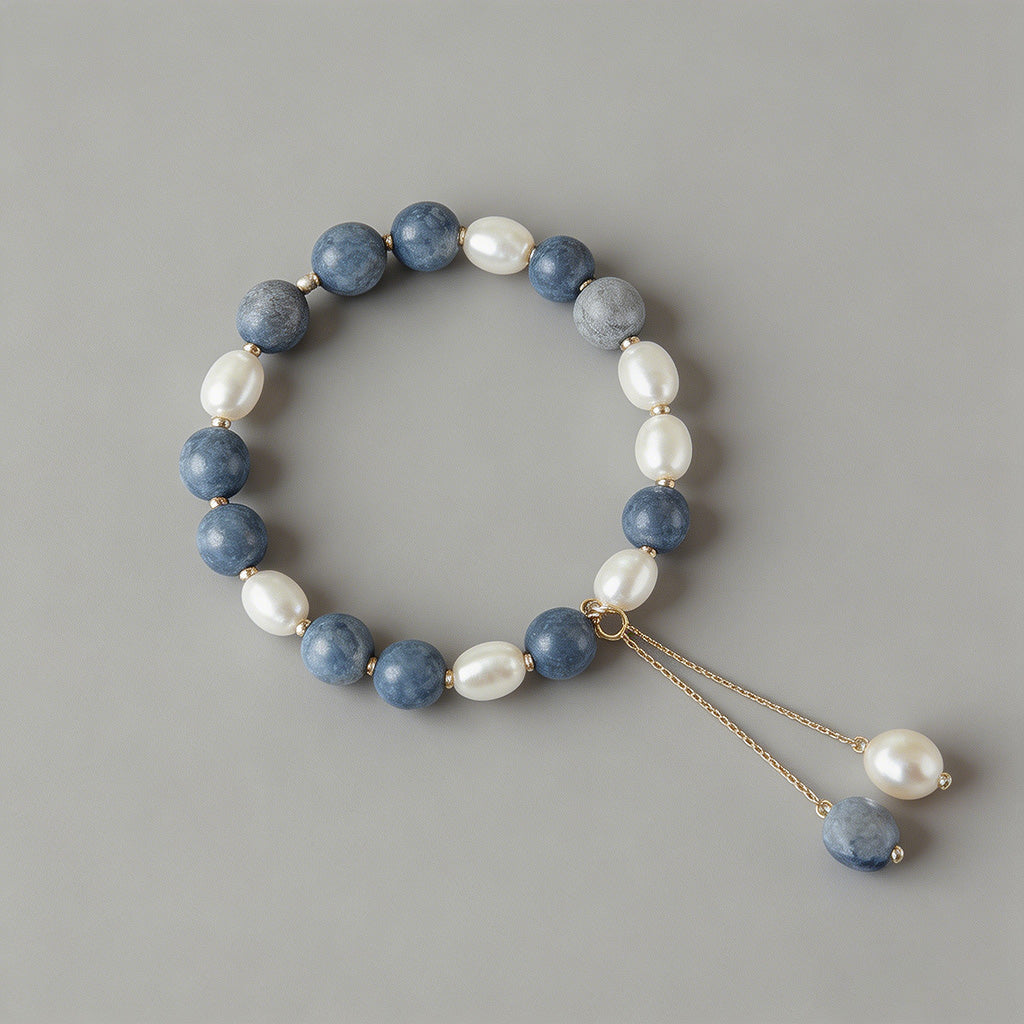 Blue Aventurine & Baroque Pearl Bracelet