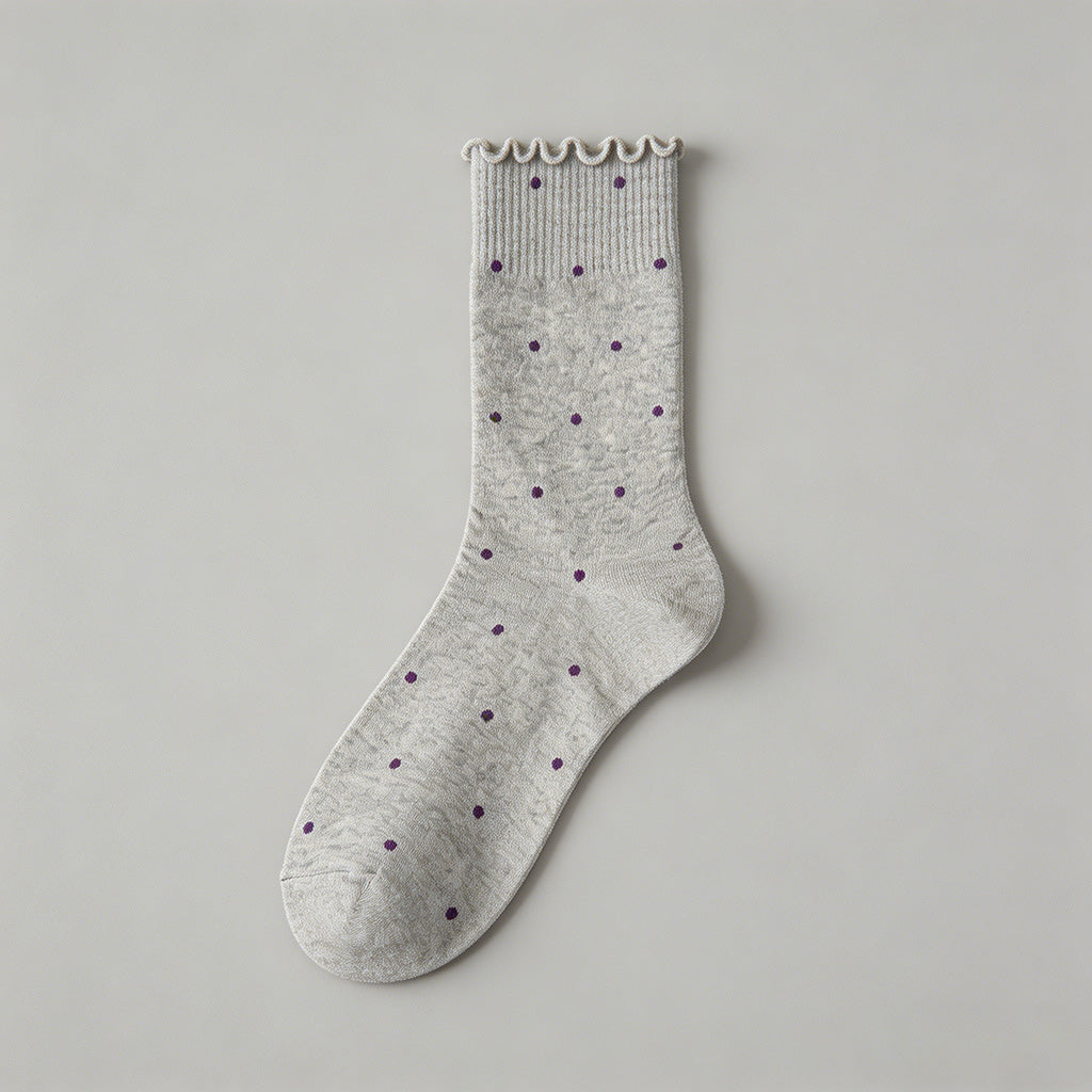 Cute Ruffle Edge Polka Dot Soc - Shopdayla Wholesale - #2786