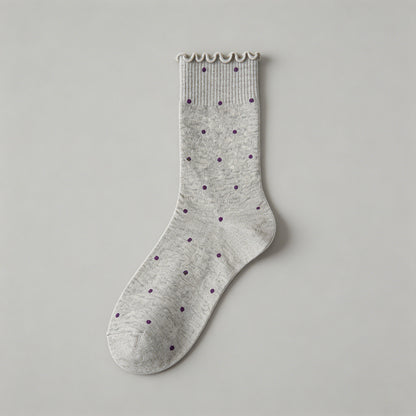 Cute Ruffle Edge Polka Dot Soc - Shopdayla Wholesale - #2786