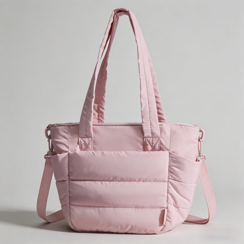 Quilted Multi-Pocket Tote Bag