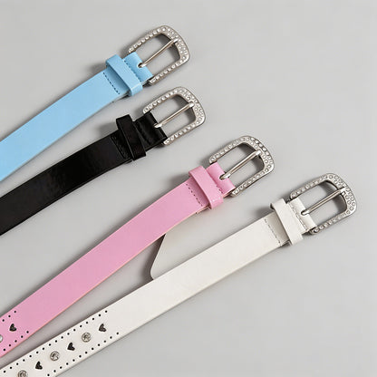 Rhinestone Heart PU Belt - Shopdayla Wholesale - #3938